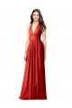 Open Back Red A-Line V-Neck Long Bridesmaid Dress / Formal Dress Hobart
