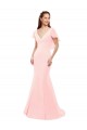 V-Back Pink Mermaid V-Neck Long Bridesmaid Dress Hobart