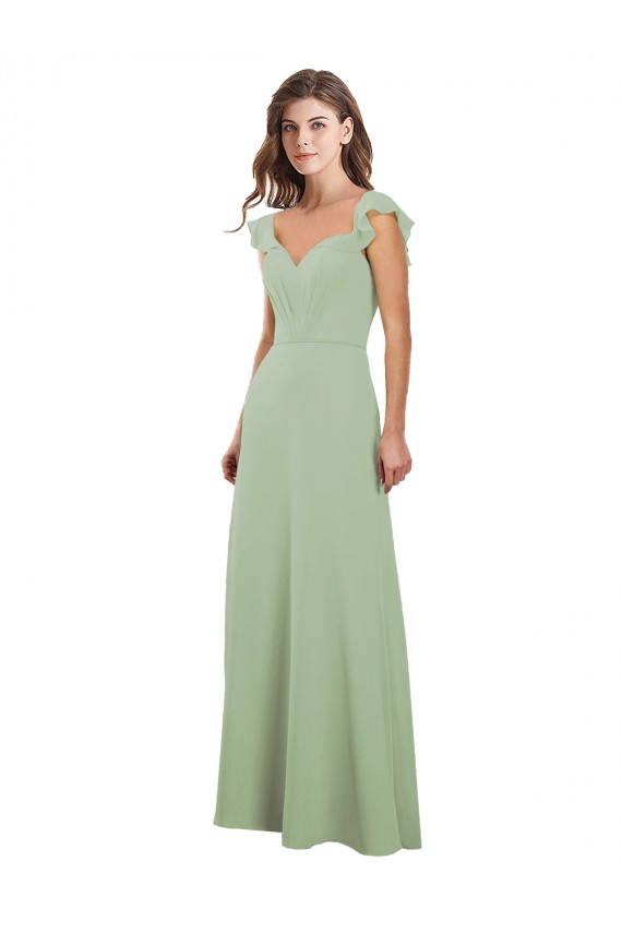 Low Back Smoke Green A-Line Sweetheart Long Bridesmaid Dress / Formal Dress Hobart