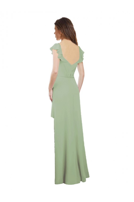 Low Back Smoke Green A-Line Sweetheart Long Bridesmaid Dress / Formal Dress Hobart