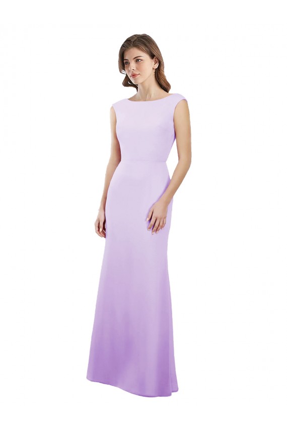 Open Back Lilac Column Round Neck Long Bridesmaid Dress Hobart