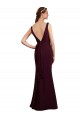 V-Back Burgundy Gold Mermaid V-Neck Long Bridesmaid Dress Hobart