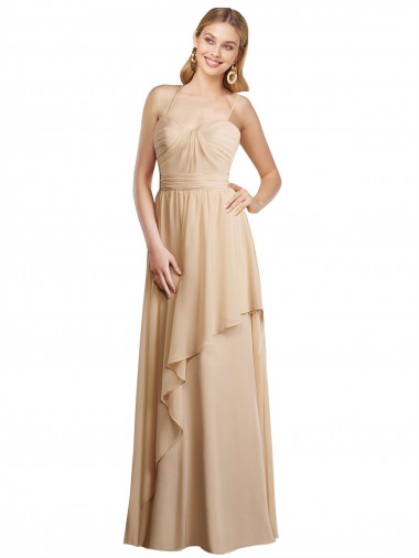 Open Back Champagne A-Line Sweetheart Long Bridesmaid Dress Hobart