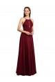 Open Back Burgundy A-Line Halter Neck Long Bridesmaid Dress / Evening Dress Hobart