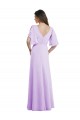 V-Back Lilac A-Line V-Neck Split Sleeves Long Bridesmaid Dress Hobart