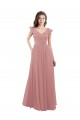 V-Back Dusty Pink A-Line V-Neck Long Bridesmaid Dress Hobart