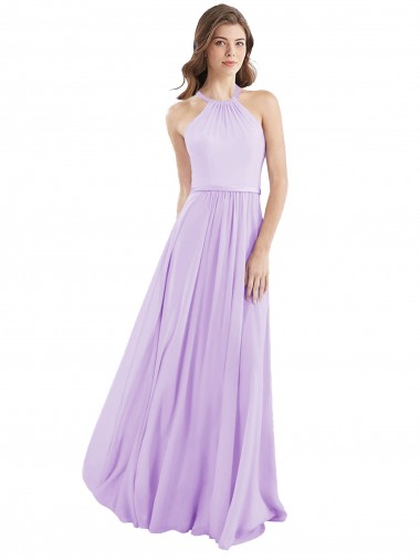 Lilac A-Line Halter Neck Long Bridesmaid Dress / Evening Dress Hobart