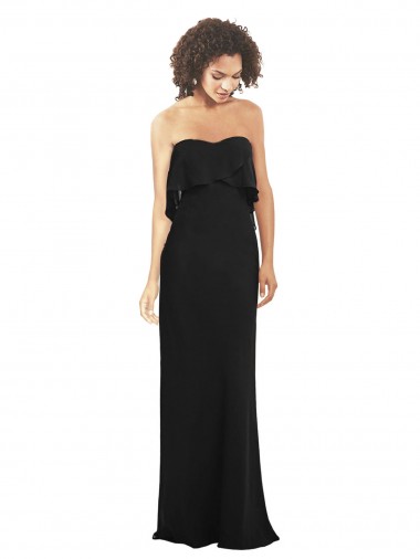Black Sheath Strapless Long Bridesmaid Dress Hobart