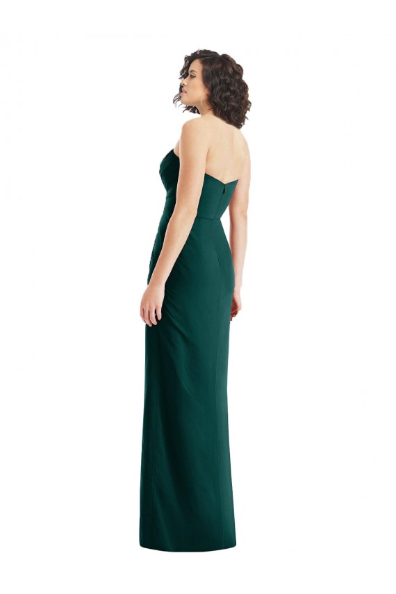 Low Back Ever Green A-Line Strapless Long Bridesmaid Dress Hobart