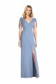 V-Back Dusty Blue Mermaid V-Neck Long Bridesmaid Dress Hobart