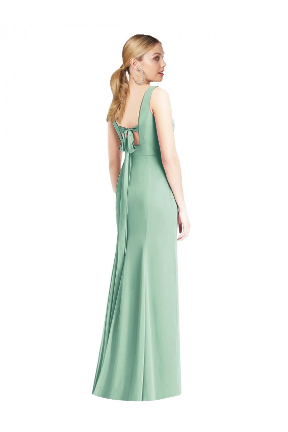 Tie Back Mint Green Trumpet V-Neck Long Bridesmaid Dress Hobart