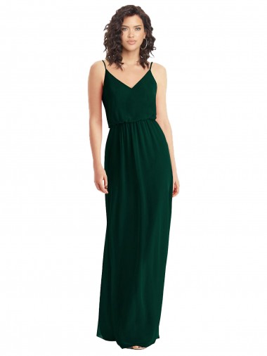 Low Back Ever Green A-Line V-Neck Long Semi Formal Evening Dress / Bridesmaid Dress Hobart