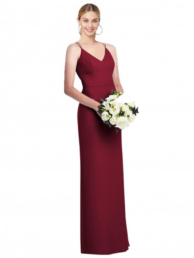 Burgundy A-Line V-Neck Long Formal Dress / Bridesmaid Dress Hobart