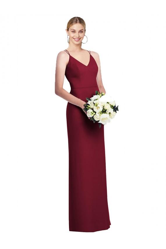 Burgundy A-Line V-Neck Long Formal Dress / Bridesmaid Dress Hobart