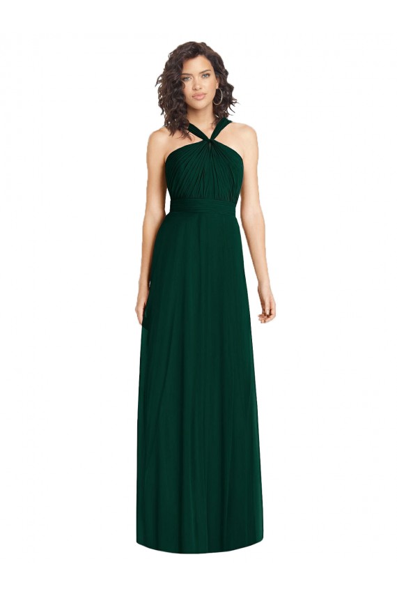 Ever Green A-Line Halter Neck Long Bridesmaid Dress Hobart