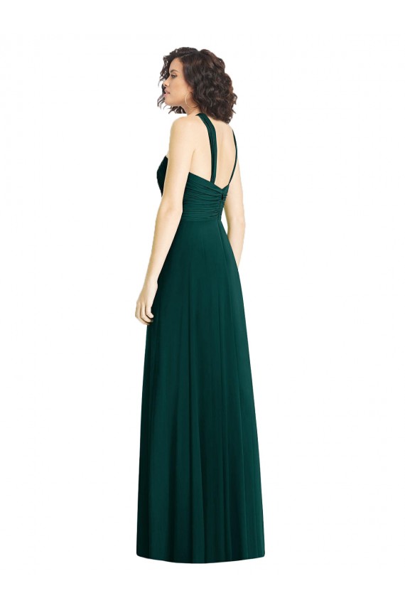 Ever Green A-Line Halter Neck Long Bridesmaid Dress Hobart