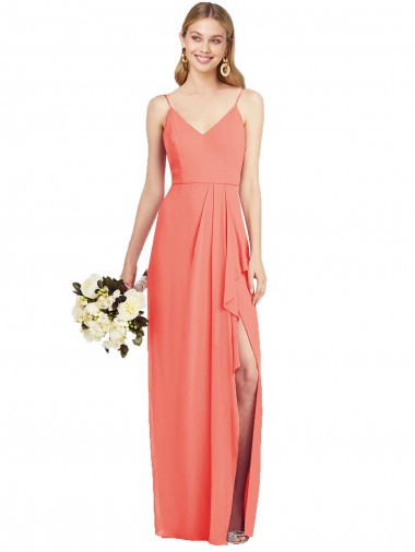 Coral Trumpet V-Neck Long Formal Dress / Bridesmaid Dress Hobart