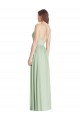Open Back Sage A-Line V-Neck Long Semi Formal Evening Dress / Bridesmaid Dress Hobart