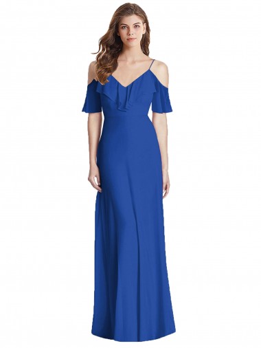 V-Back Royal Blue Trumpet V-Neck Long Semi Formal Evening Dress / Bridesmaid Dress Hobart