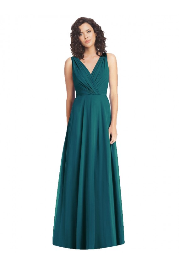 V-Back Hunter A-Line V-Neck Long Wedding Party Dress Hobart