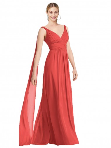 Low Back Firecracker A-Line V-Neck Long Bridesmaid Dress Hobart