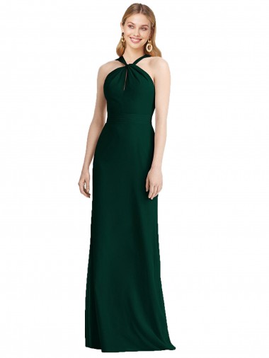 Ever Green Trumpet Halter Neck Long Bridesmaid Dress Hobart