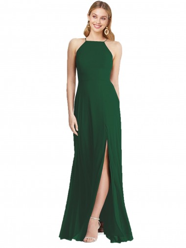 Dark Green A-Line High Neck Long Semi Formal Evening Dress / Bridesmaid Dress Hobart