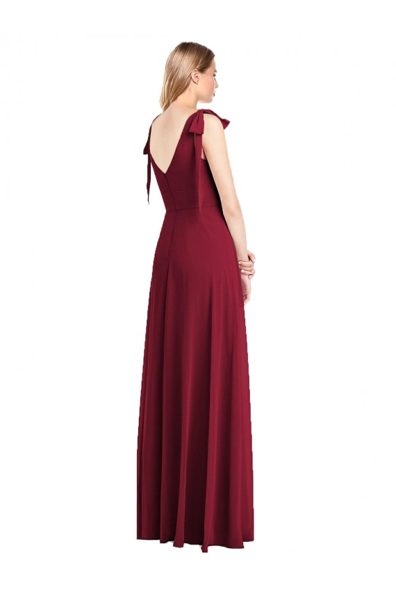 V-Back Coral Trumpet V-Neck Long Bridesmaid Dress Hobart