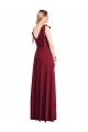 V-Back Coral Trumpet V-Neck Long Bridesmaid Dress Hobart
