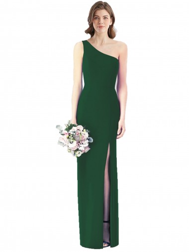 Dark Green Trumpet One Shoulder Long Bridesmaid Dress Hobart