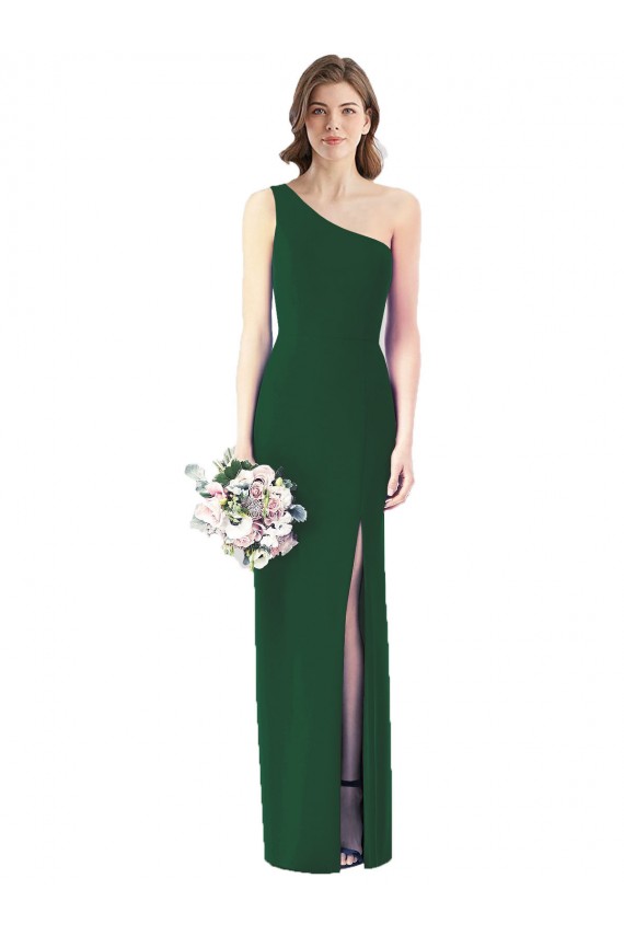 Dark Green Trumpet One Shoulder Long Bridesmaid Dress Hobart