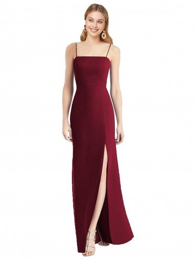 Tie Back Burgundy Trumpet Spaghetti Straps Long Bridesmaid Dress Hobart