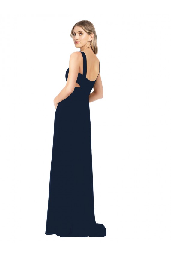 Dark Navy A-Line V-Neck Long Bridesmaid Dress / Evening Dress Hobart