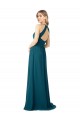 Keyhole Back Windsor Blue A-Line High Neck Long Bridesmaid Dress Hobart