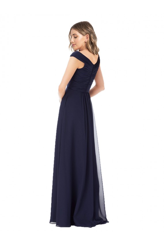 Dark Navy A-Line Off the Shoulder Long Evening Dress / Bridesmaid Dress Hobart