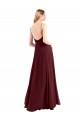 Low Back Burgundy Gold A-Line V-Neck Long Floor Length Bridesmaid Dress Hobart