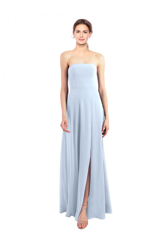 Light Sky Blue A-Line Strapless Long Bridesmaid Dress Hobart