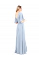 V-Back Light Sky Blue A-Line V-Neck Long Bridesmaid Dress / Evening Dress Hobart