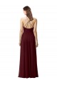 Open Back Burgundy Gold A-Line High Neck Long Bridesmaid Dress Hobart