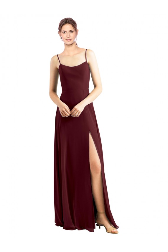 Burgundy Gold A-Line Scoop Neck Long Bridesmaid Dress / Evening Dress Hobart