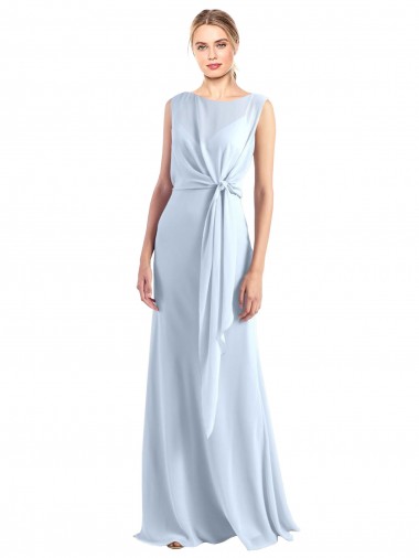 Keyhole Back Light Sky Blue A-Line V-Neck Long Bridesmaid Dress / Evening Gowns Hobart