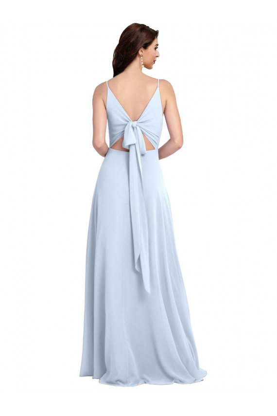 V-Back Light Sky Blue A-Line V-Neck Long Evening Dress / Bridesmaid Dress Hobart