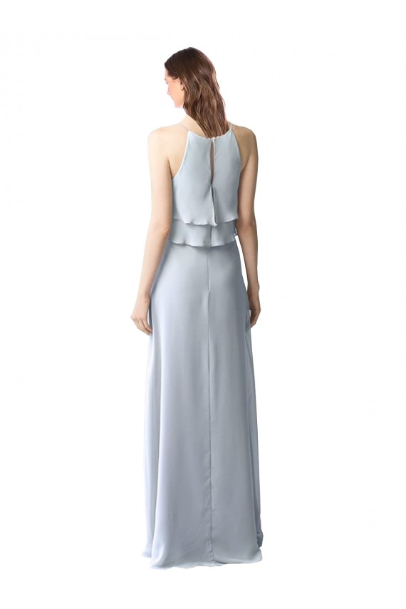 Light Sky Blue A-Line Halter Neck Long Bridesmaid Dresses Hobart
