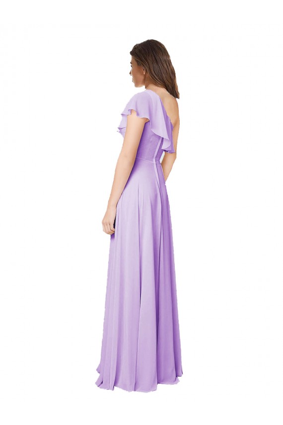 Lilac A-Line One Shoulder Long Bridesmaid Dress Hobart