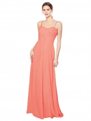 Open Back Coral A-Line Sweetheart Long Bridesmaid Dress Hobart