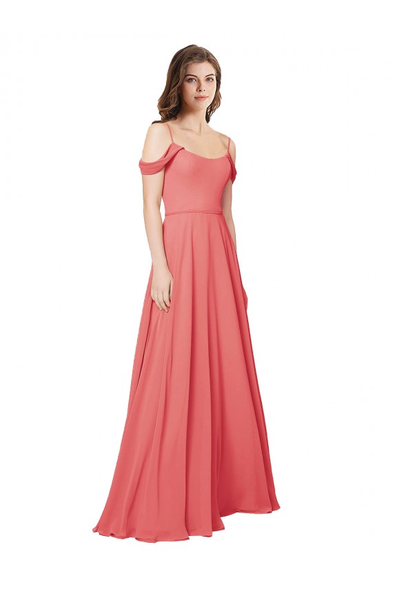 Low Back Desert Rose A-Line Off the Shoulder Long Bridesmaid Dress Hobart
