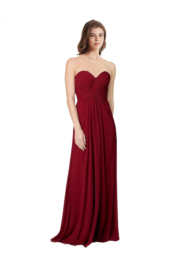 Open Back Burgundy A-Line Sweetheart Long Floor Length Bridesmaid Dress Hobart