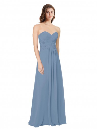 Low Back Dusty Blue A-Line Sweetheart Long Bridesmaid Dress / Evening Gowns Hobart