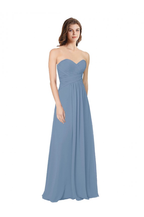Low Back Dusty Blue A-Line Sweetheart Long Bridesmaid Dress / Evening Gowns Hobart
