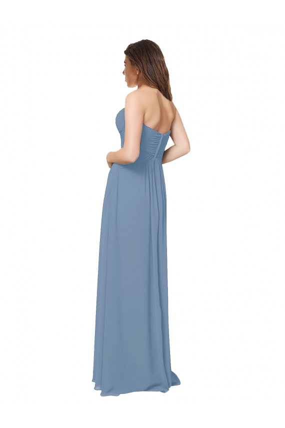 Low Back Dusty Blue A-Line Sweetheart Long Bridesmaid Dress / Evening Gowns Hobart